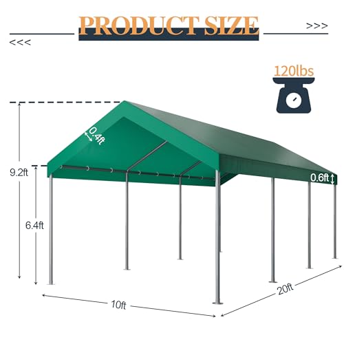 10x20 Ft Shintenchi Heavy-Duty Carport