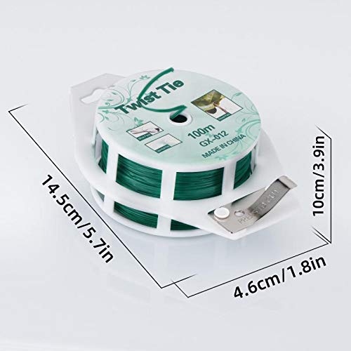 "2 Reels Green Twist Ties with Cutter (328ft)"