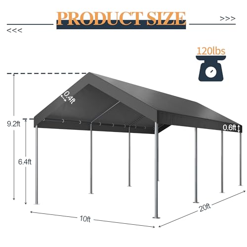 10x20 Ft Shintenchi Heavy-Duty Carport