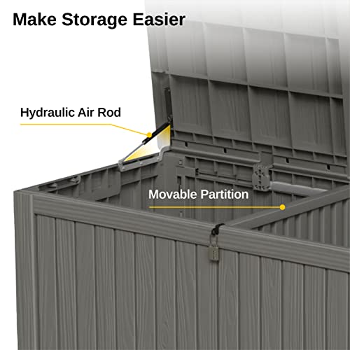 EAST OAK 31-Gallon Outdoor Deck Box, Grey