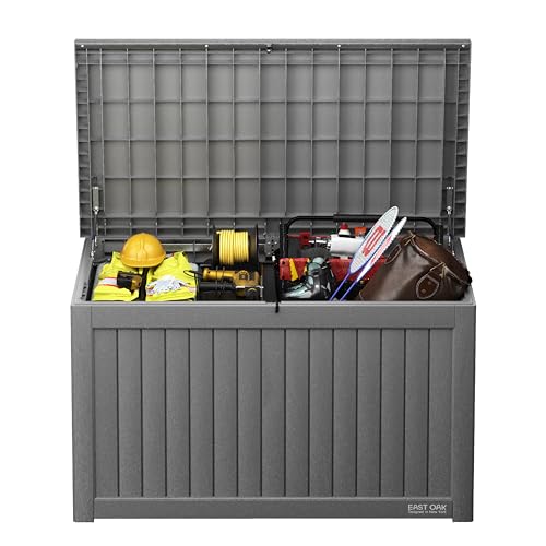 EAST OAK 31-Gallon Outdoor Deck Box, Grey