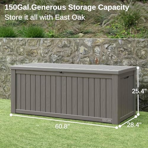 EAST OAK 31-Gallon Outdoor Deck Box, Grey