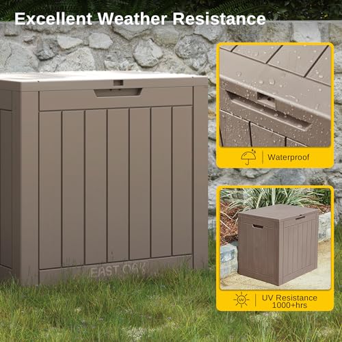 EAST OAK 31-Gallon Outdoor Deck Box, Grey