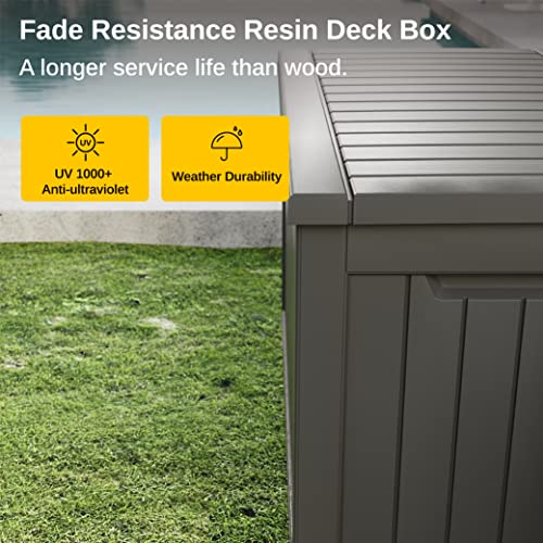 EAST OAK 31-Gallon Outdoor Deck Box, Grey