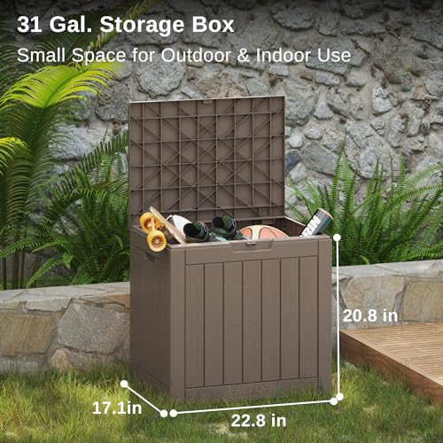 EAST OAK 31-Gallon Outdoor Deck Box, Grey