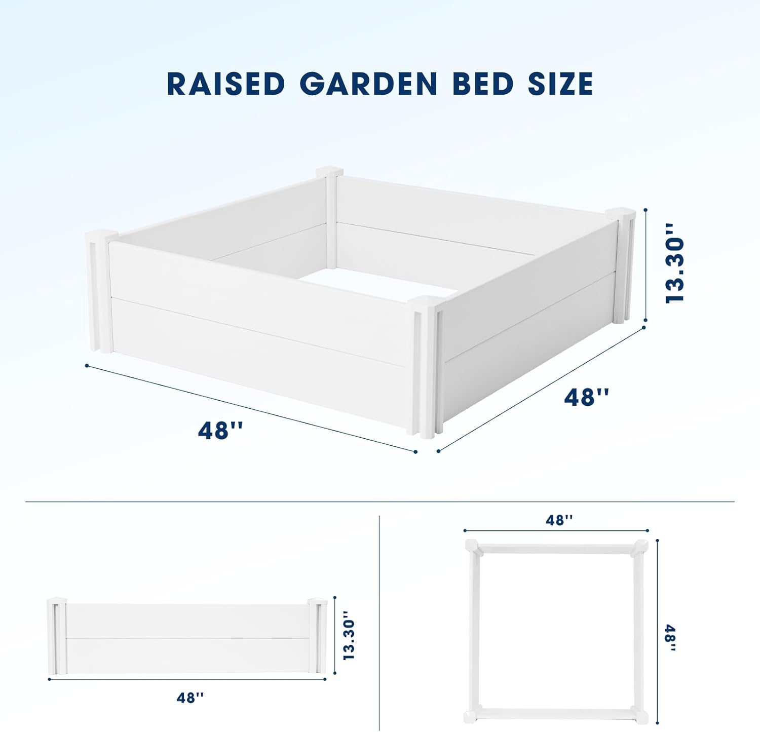 PASAMIC 4x4x1ft Vinyl Raised Garden Bed