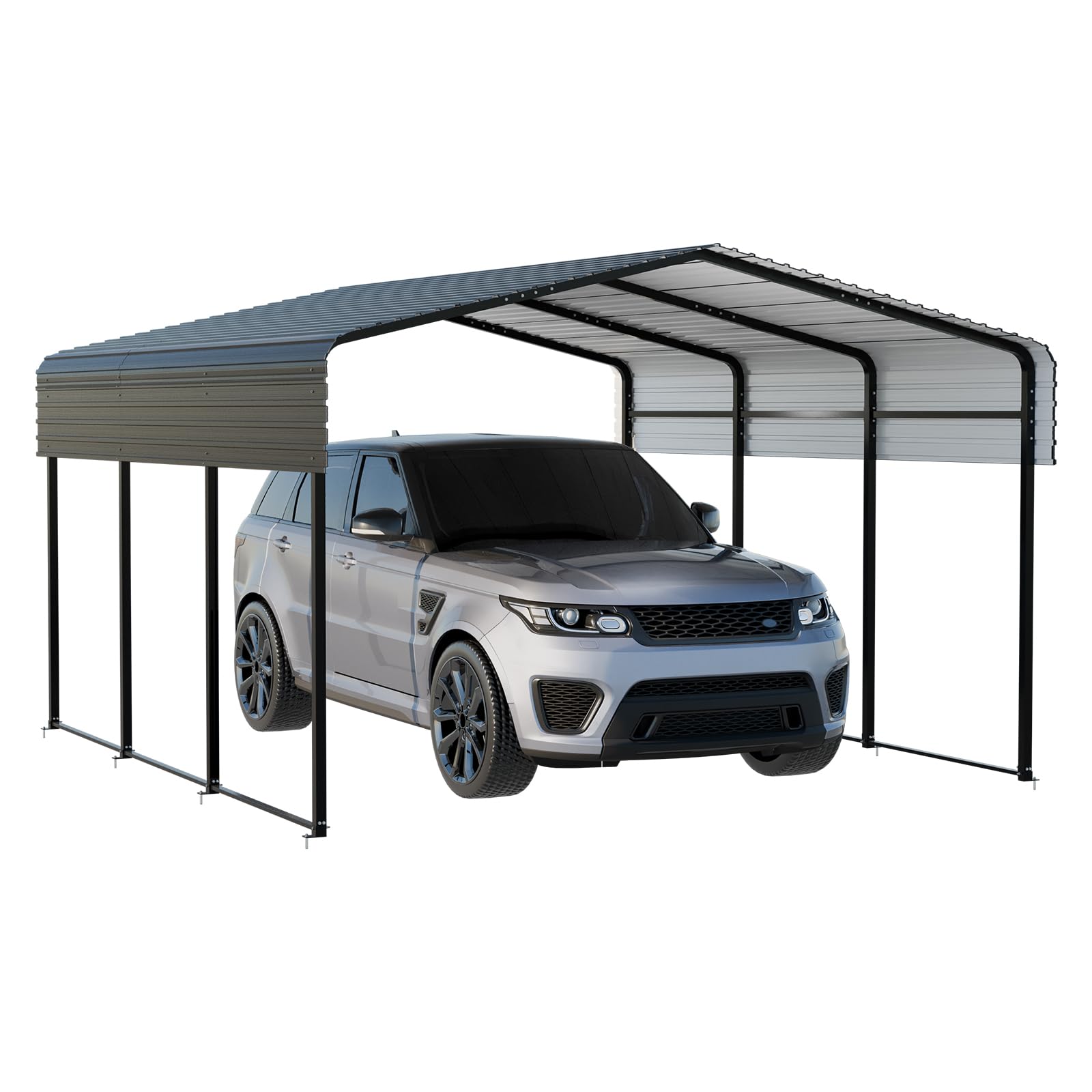 10x15 Ft Metal Carport with Steel Roof