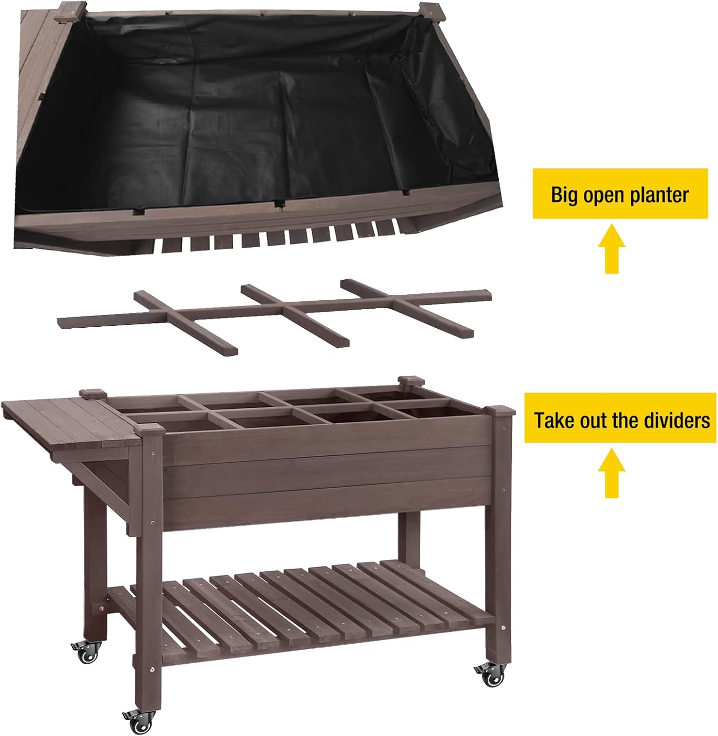 Aivituvin Raised Garden Bed on Wheels with Shelf