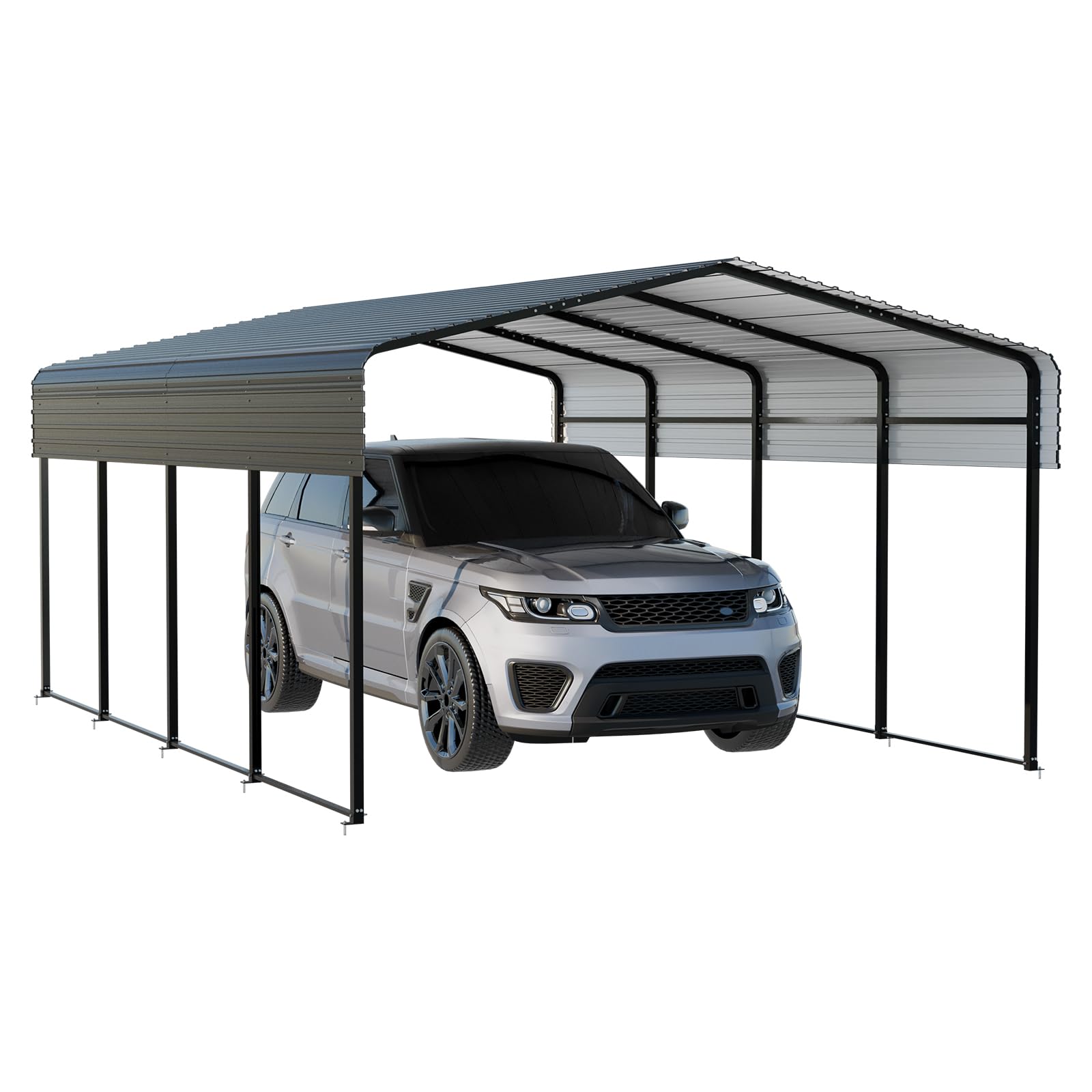 10x15 Ft Metal Carport with Steel Roof