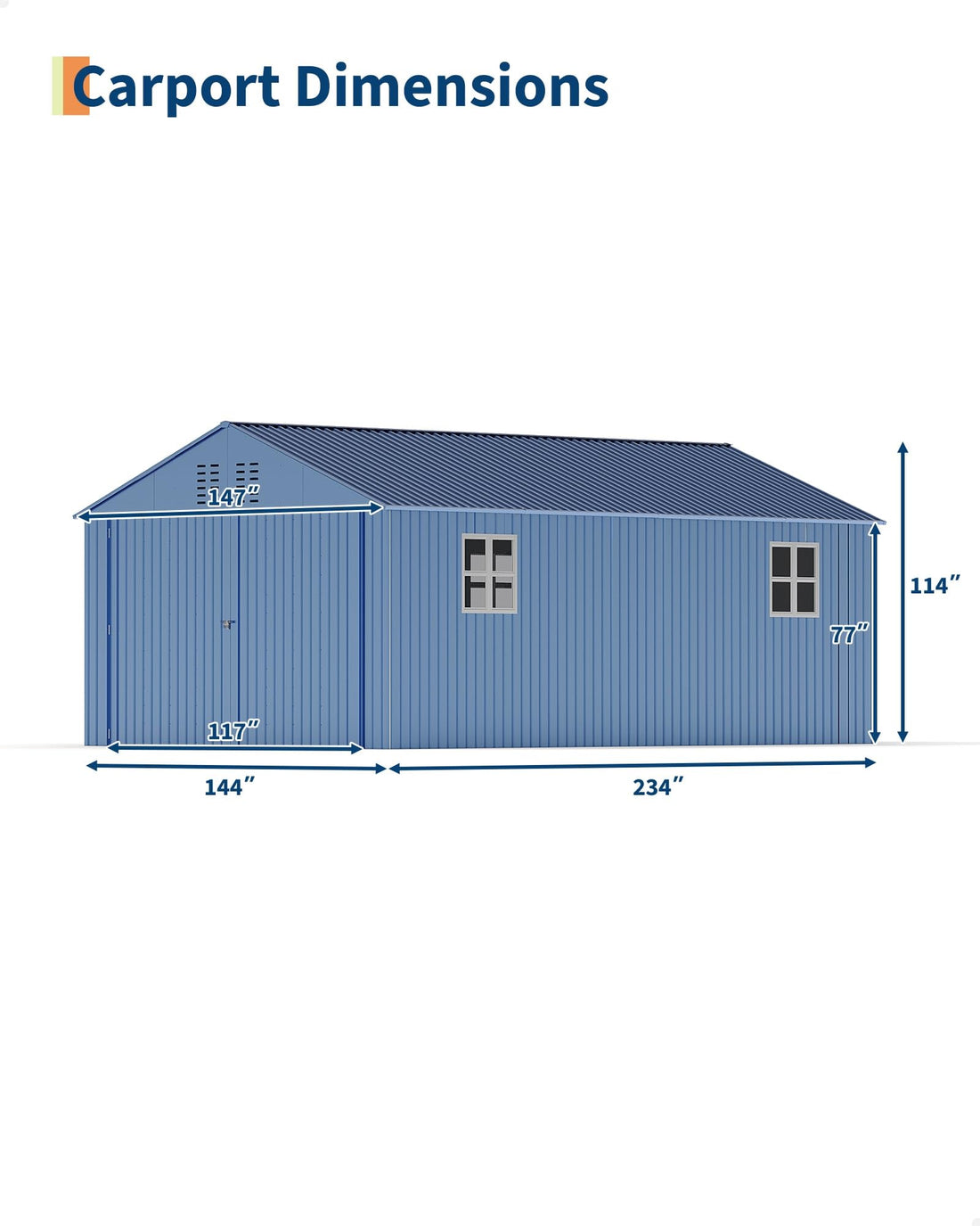11x20x9 Ft Vertical Roof Metal Carport