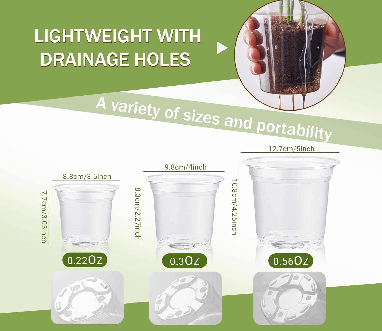 "30 Clear Nursery Pots with Labels – 3.5/4/5 Inch"