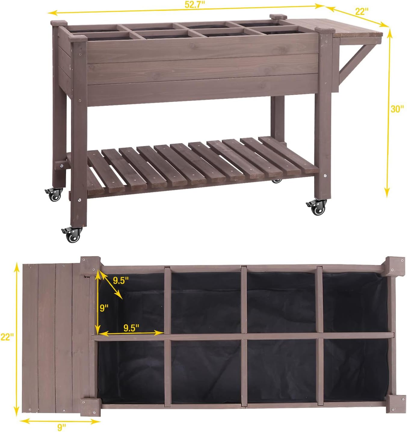 Aivituvin Raised Garden Bed on Wheels with Shelf