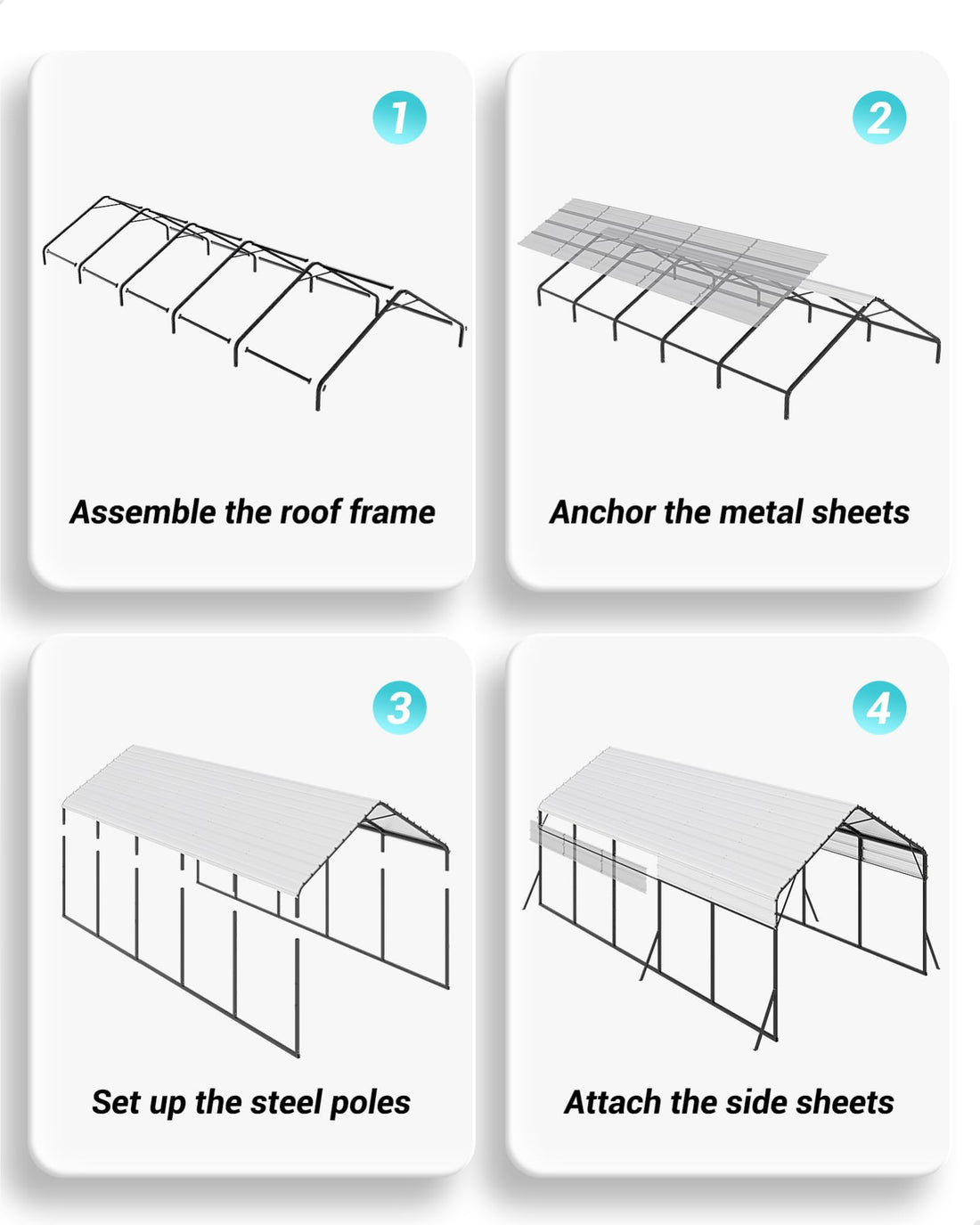 11x20x9 Ft Vertical Roof Metal Carport