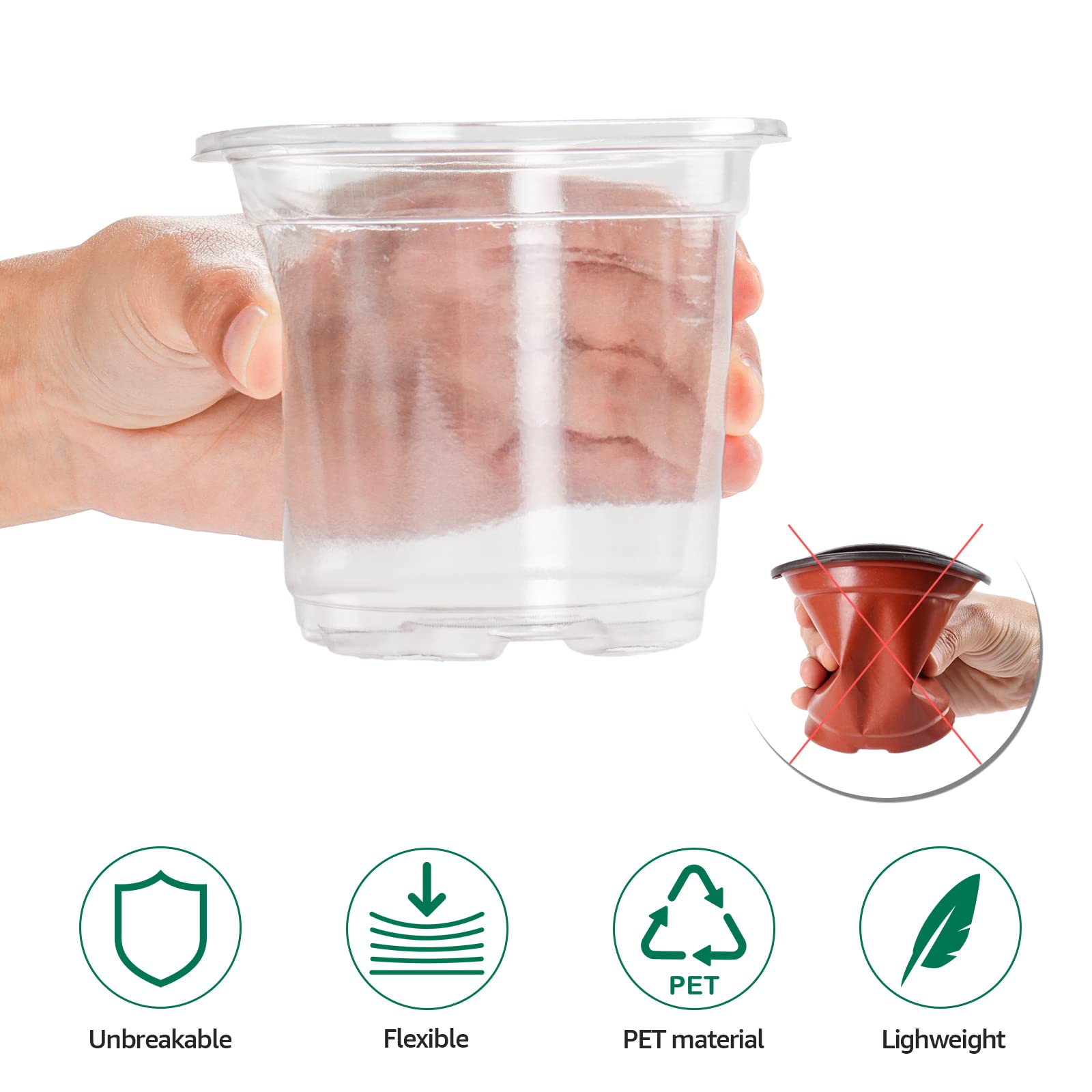 "30-Pack Clear Nursery Pots with Drainage"