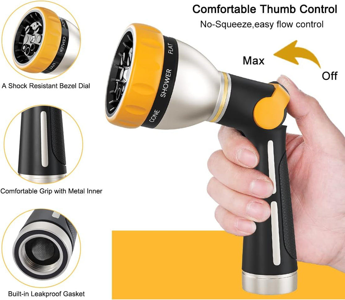FANHAO Metal Garden Hose Nozzle, 8 Spray Patterns