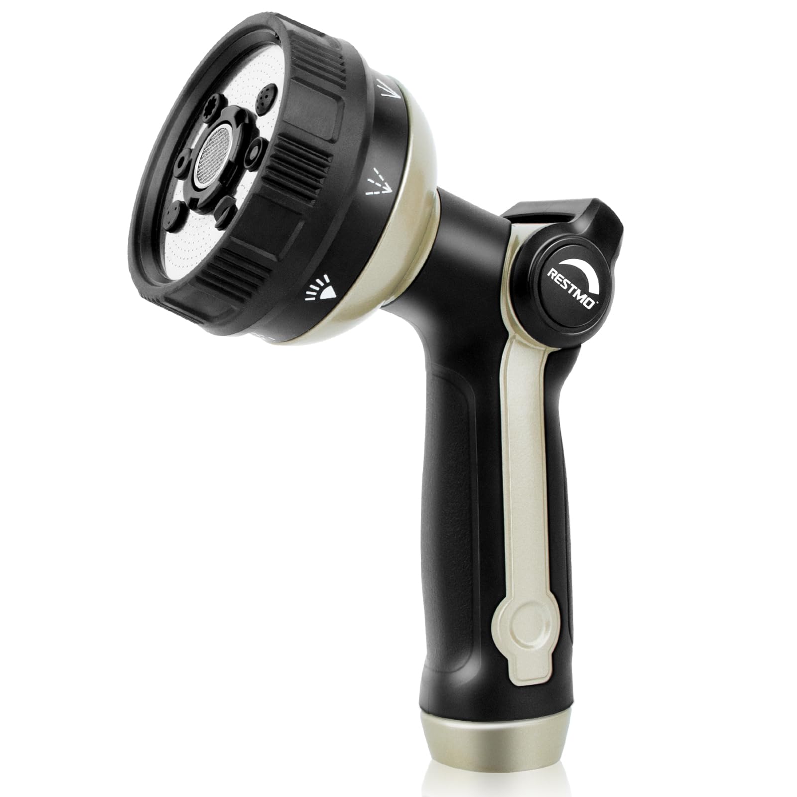 RESTMO Metal Hose Nozzle, 8 Spray Patterns – Bronze