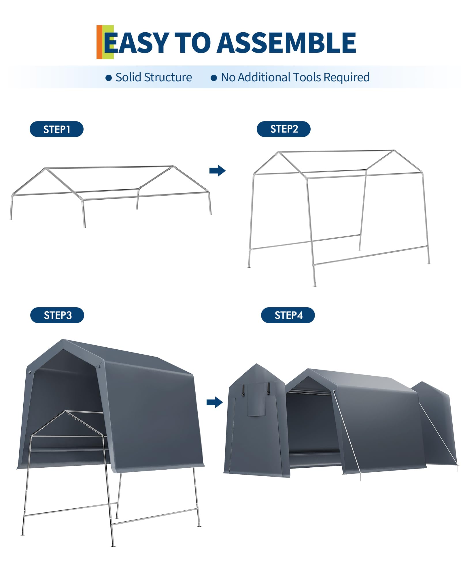 6x6 Ft Heavy-Duty Carport Tent