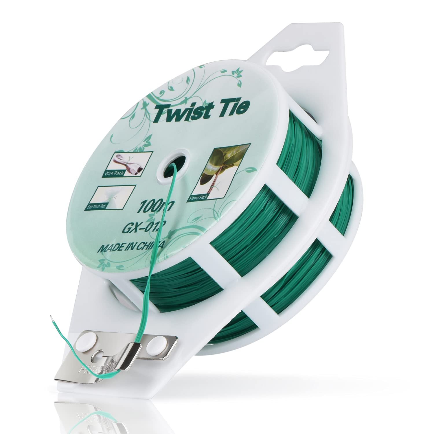 "2 Reels Green Twist Ties with Cutter (328ft)"