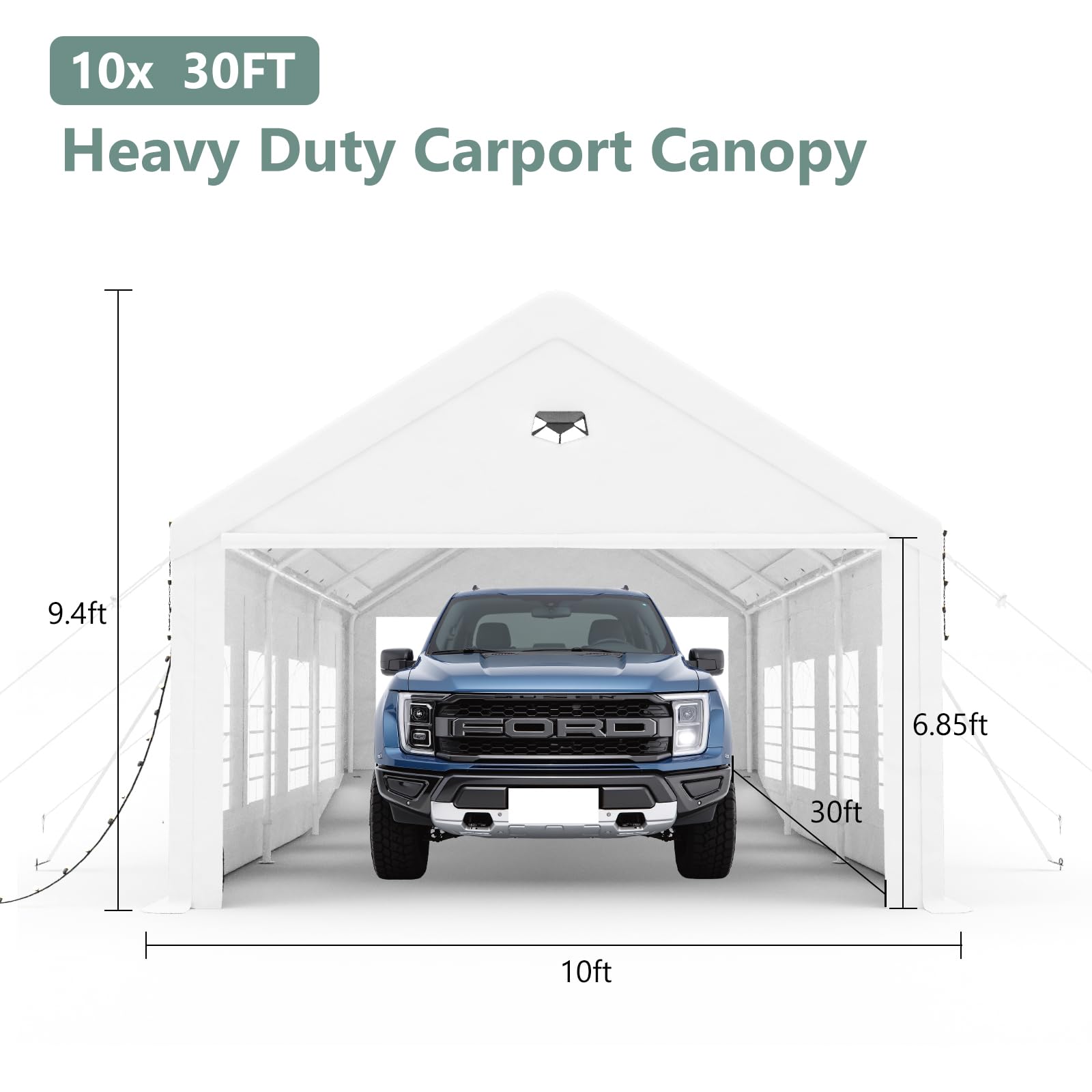 20x20 Ft 2-Car Heavy-Duty Carport