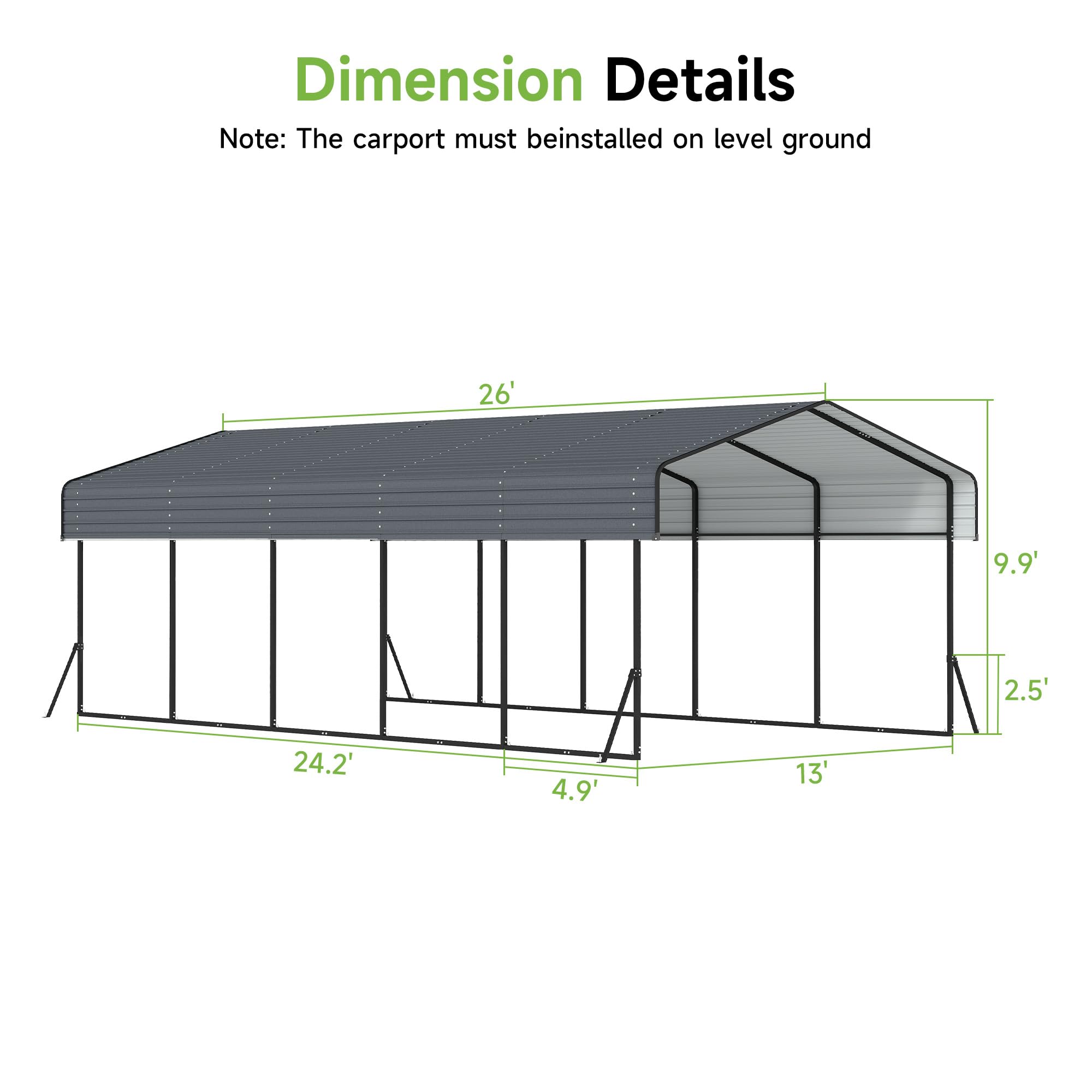 12x20 Ft Real Relax Heavy-Duty Carport
