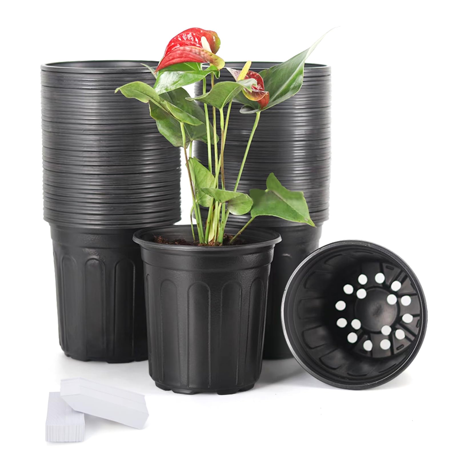 JERIA 100-Pack 0.5 Gal Nursery Pots with Labels