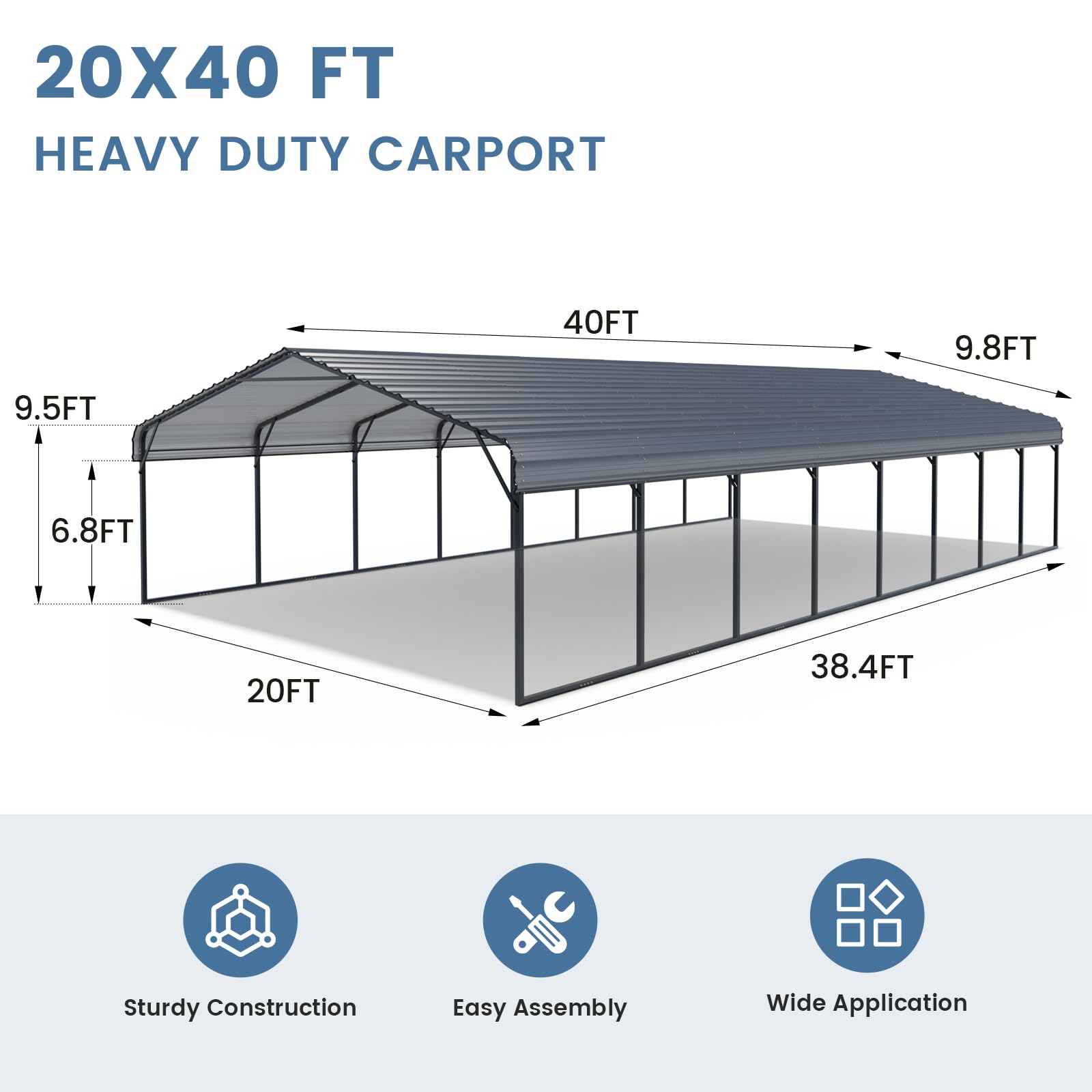 EROMMY 20x30 Ft Heavy-Duty Metal Carport