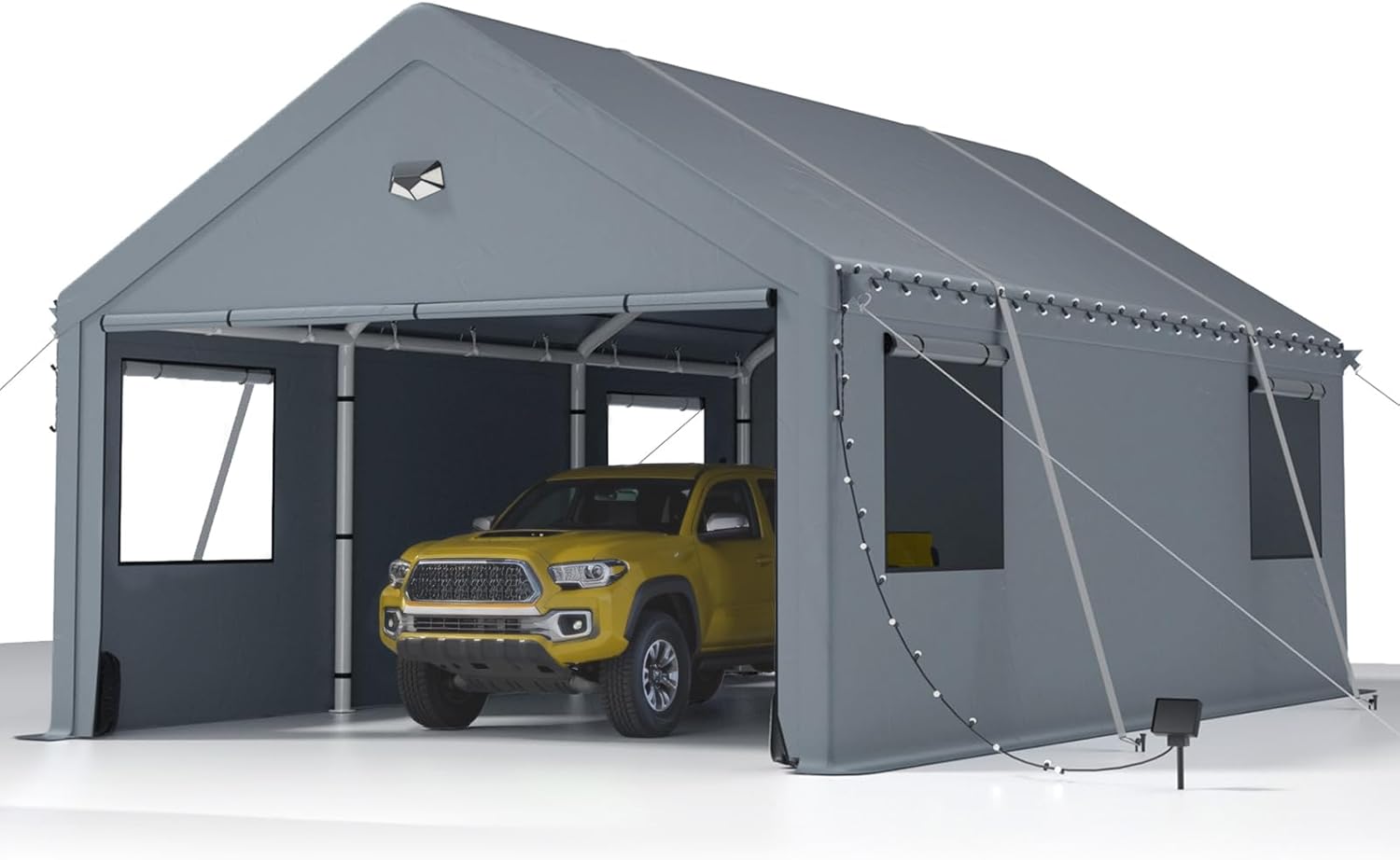 12x20 Ft Heavy-Duty Carport with Sidewalls, Grey