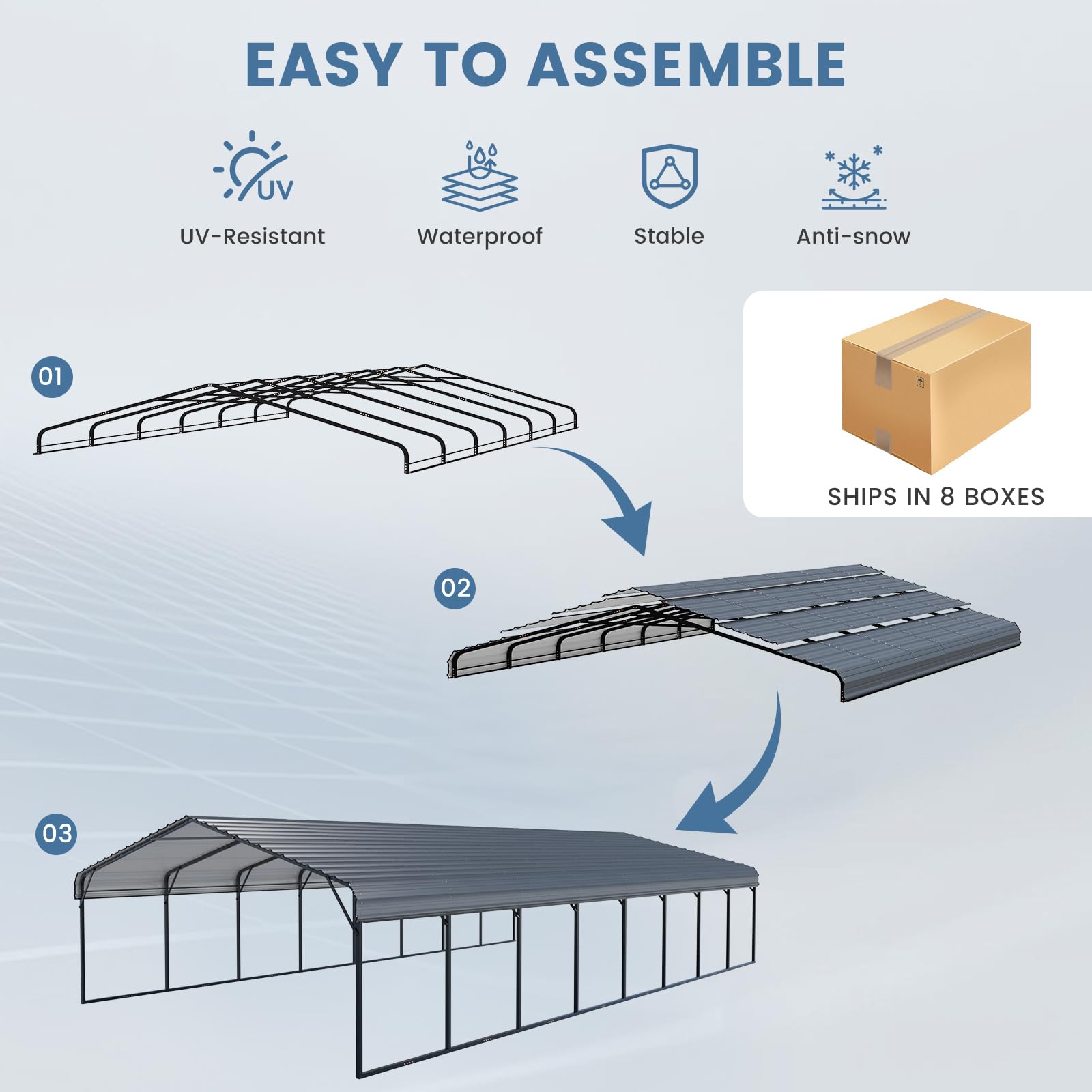 EROMMY 20x30 Ft Heavy-Duty Metal Carport