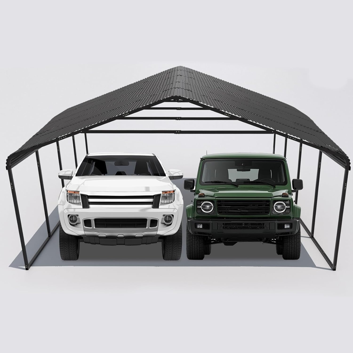 20x20 Ft Heavy-Duty Metal Carport with Steel Roof