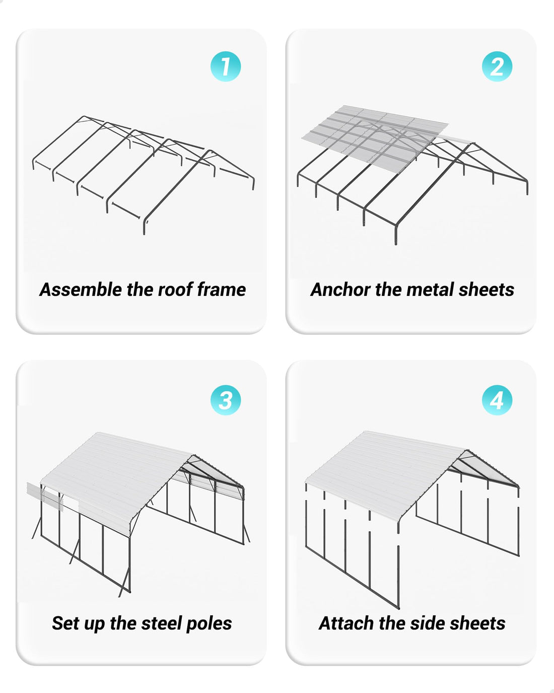 11x20x9 Ft Vertical Roof Metal Carport