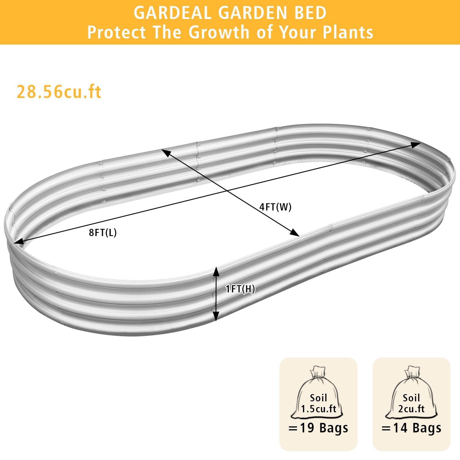 Galvanized Metal Raised Garden Bed Kit 2x2x1ft
