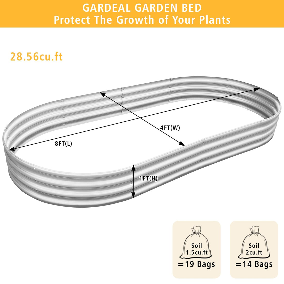 Galvanized Metal Raised Garden Bed Kit 2x2x1ft