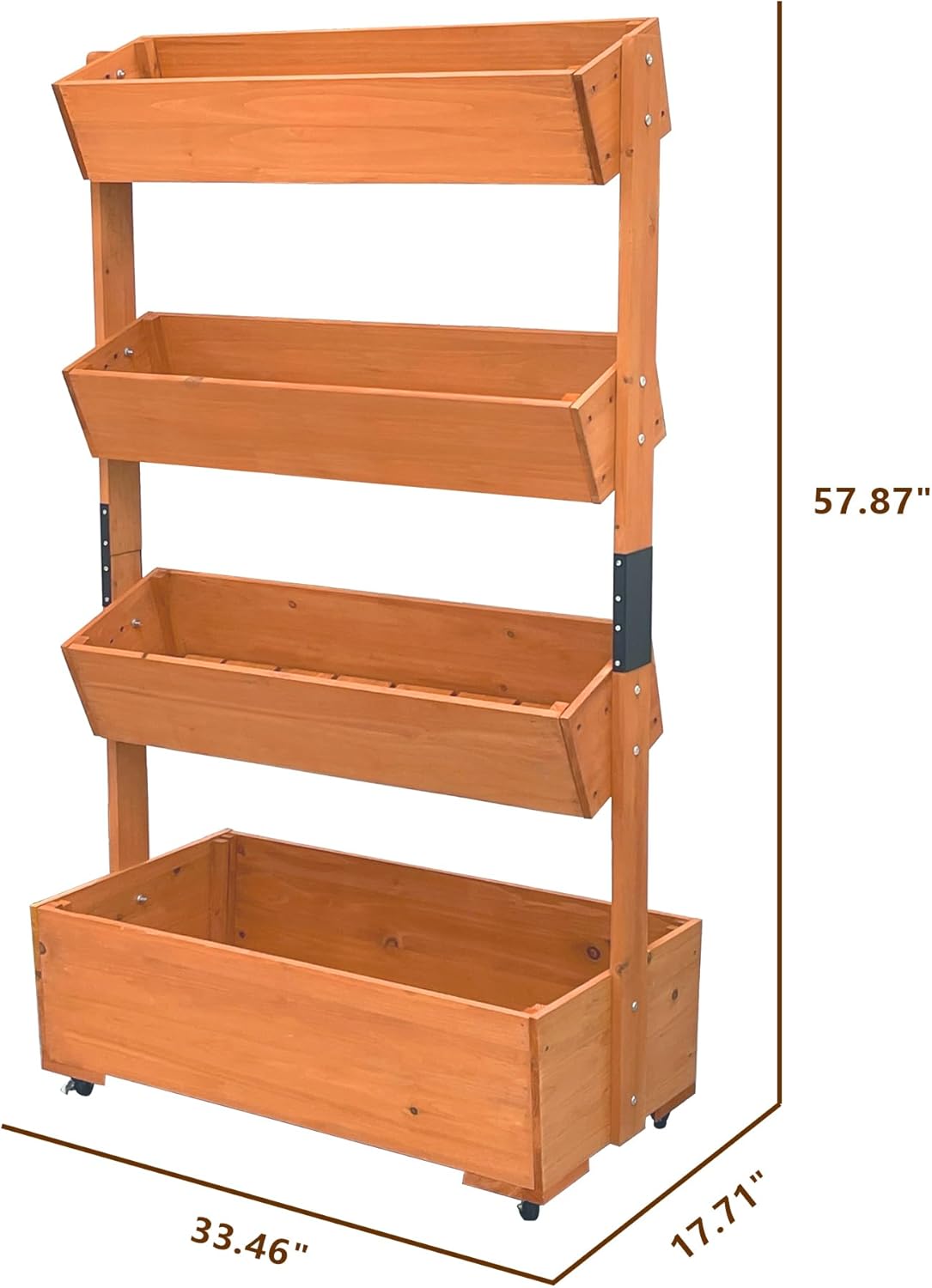 4-Tier Wooden Elevated Garden Bed with Wheels