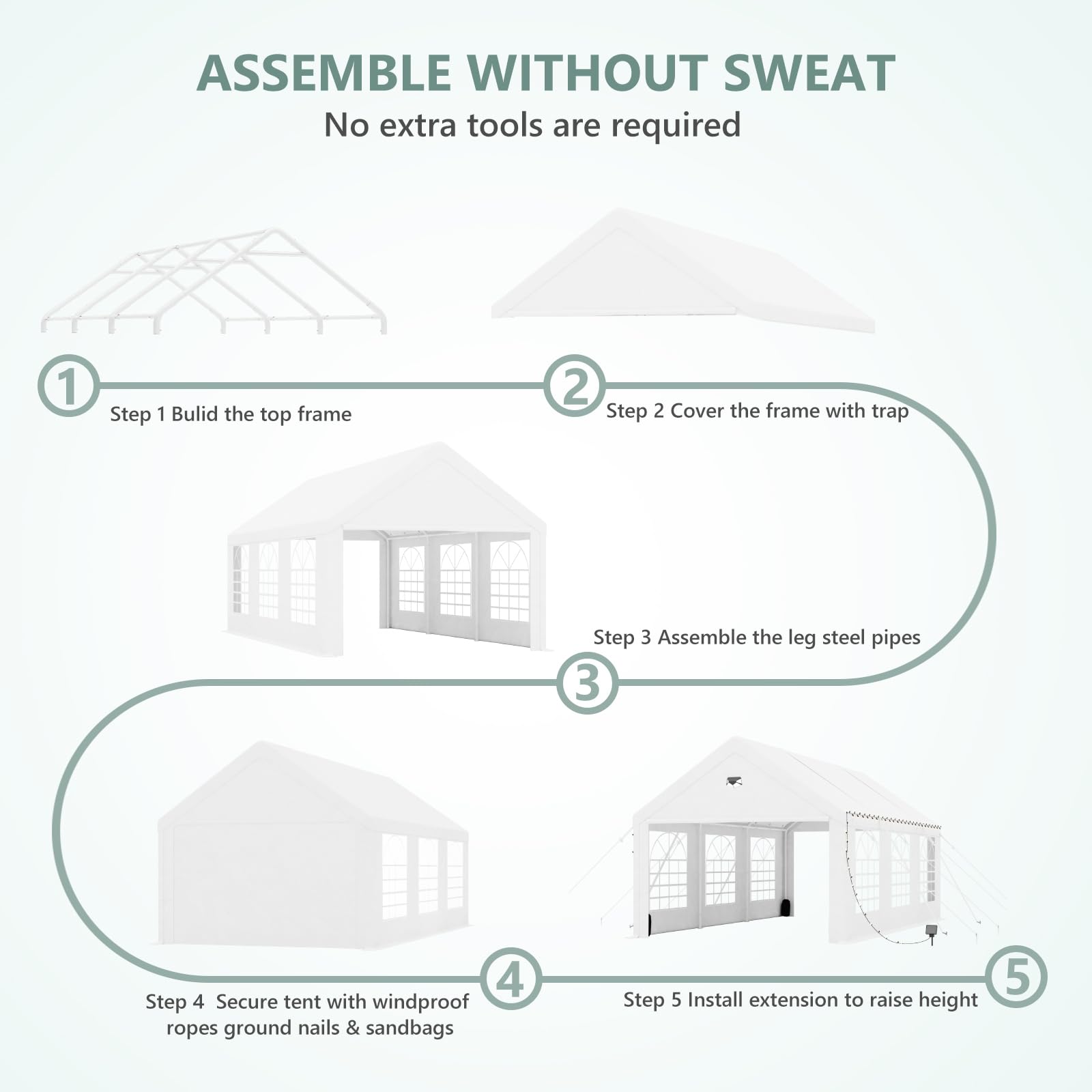 20x20 Ft 2-Car Heavy-Duty Carport