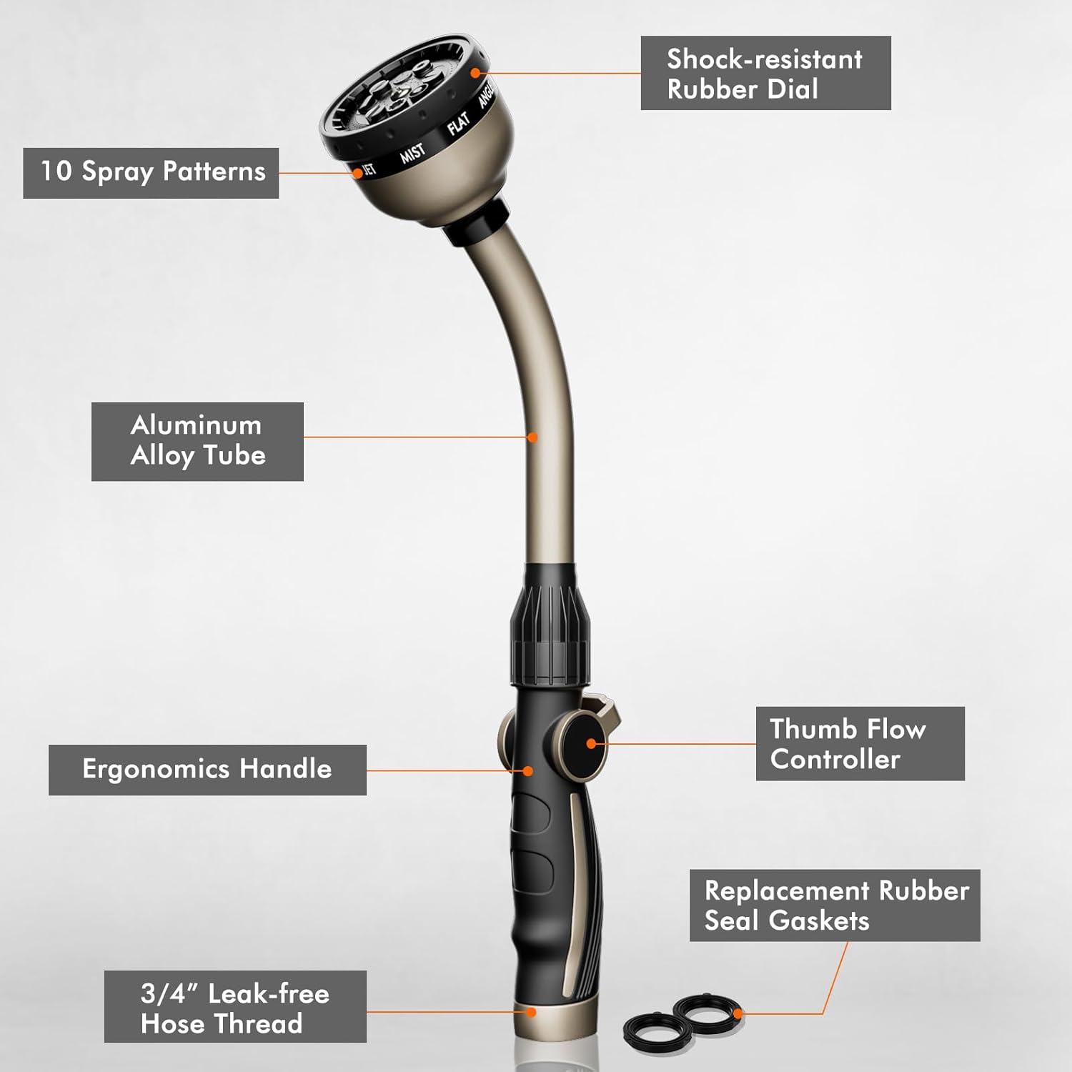 RESTMO Metal Hose Wand with Thumb Control