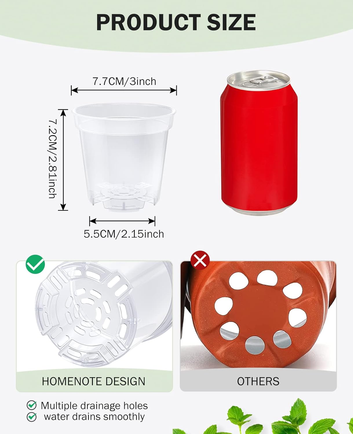 “Homenote 3" Clear Nursery Pots (60 Pack)”