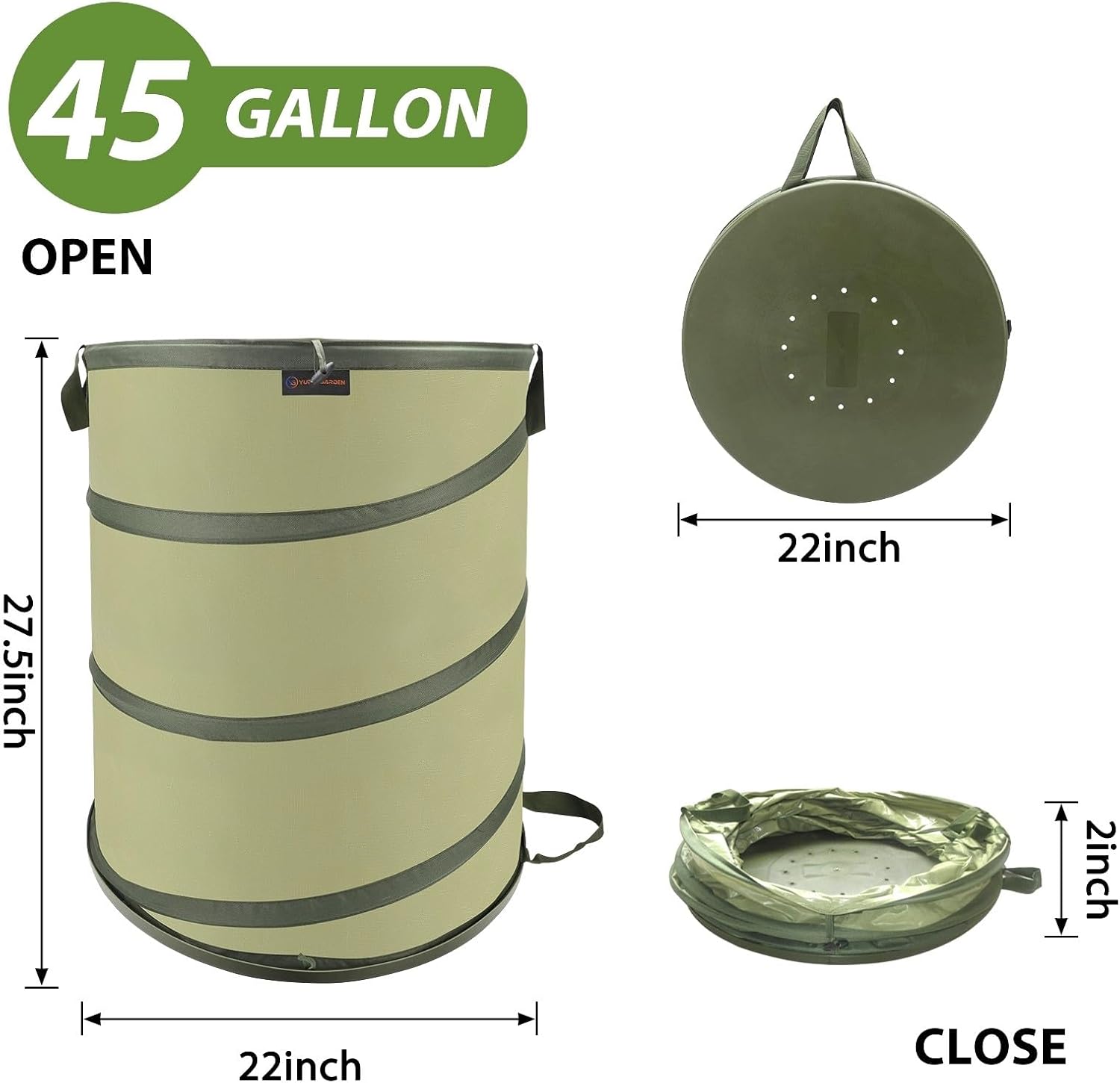 YUDI & GARDEN 45-Gallon Collapsible Garden Bag