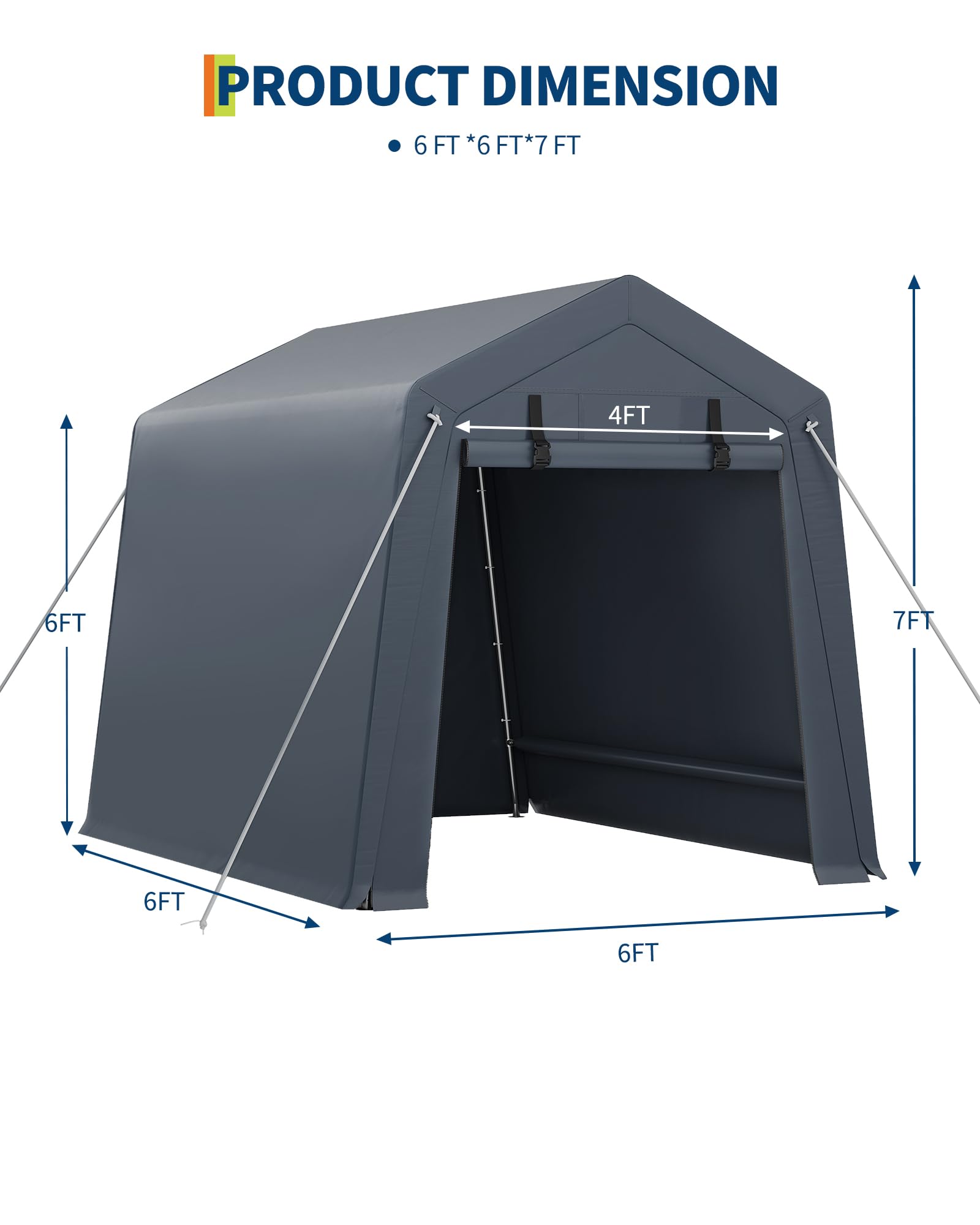 6x6 Ft Heavy-Duty Carport Tent