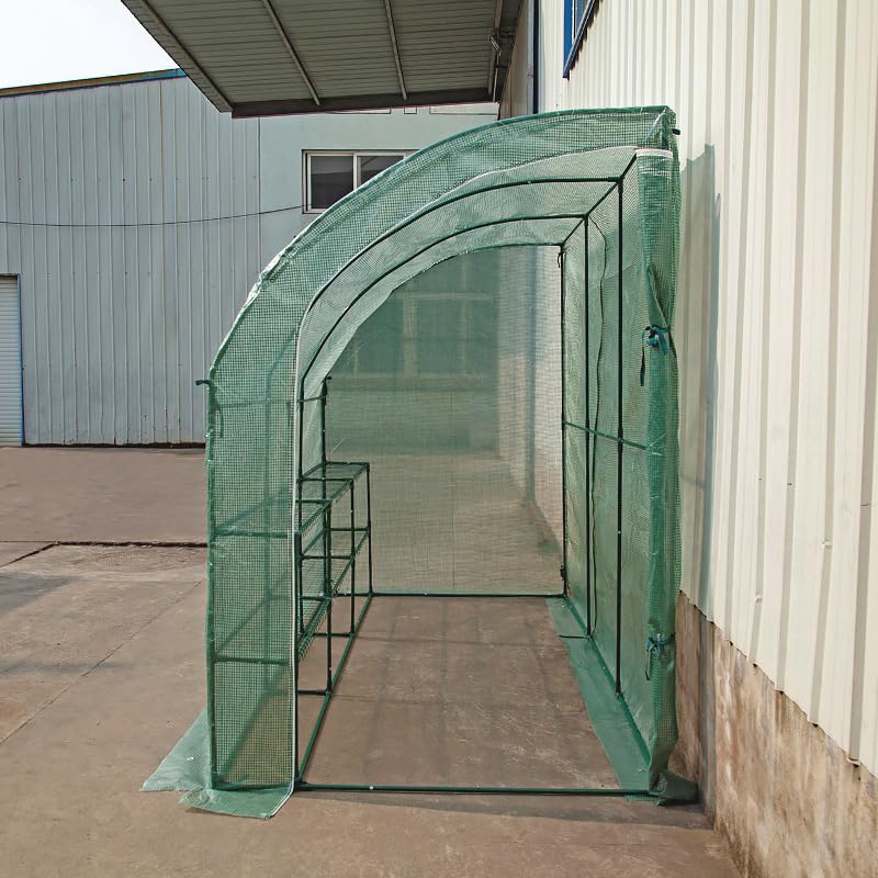 PVC Vinyl Greenhouse with Flower Stand, White