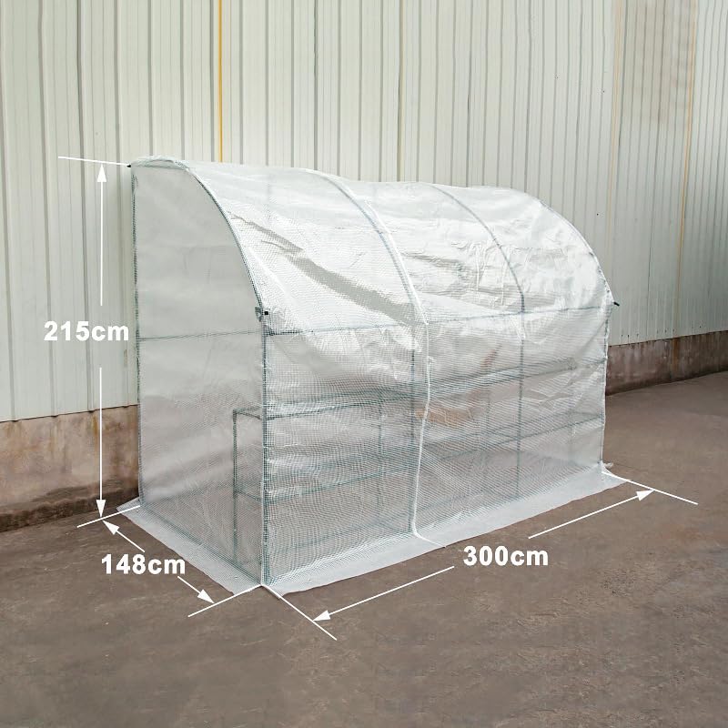 PVC Vinyl Greenhouse with Flower Stand, White