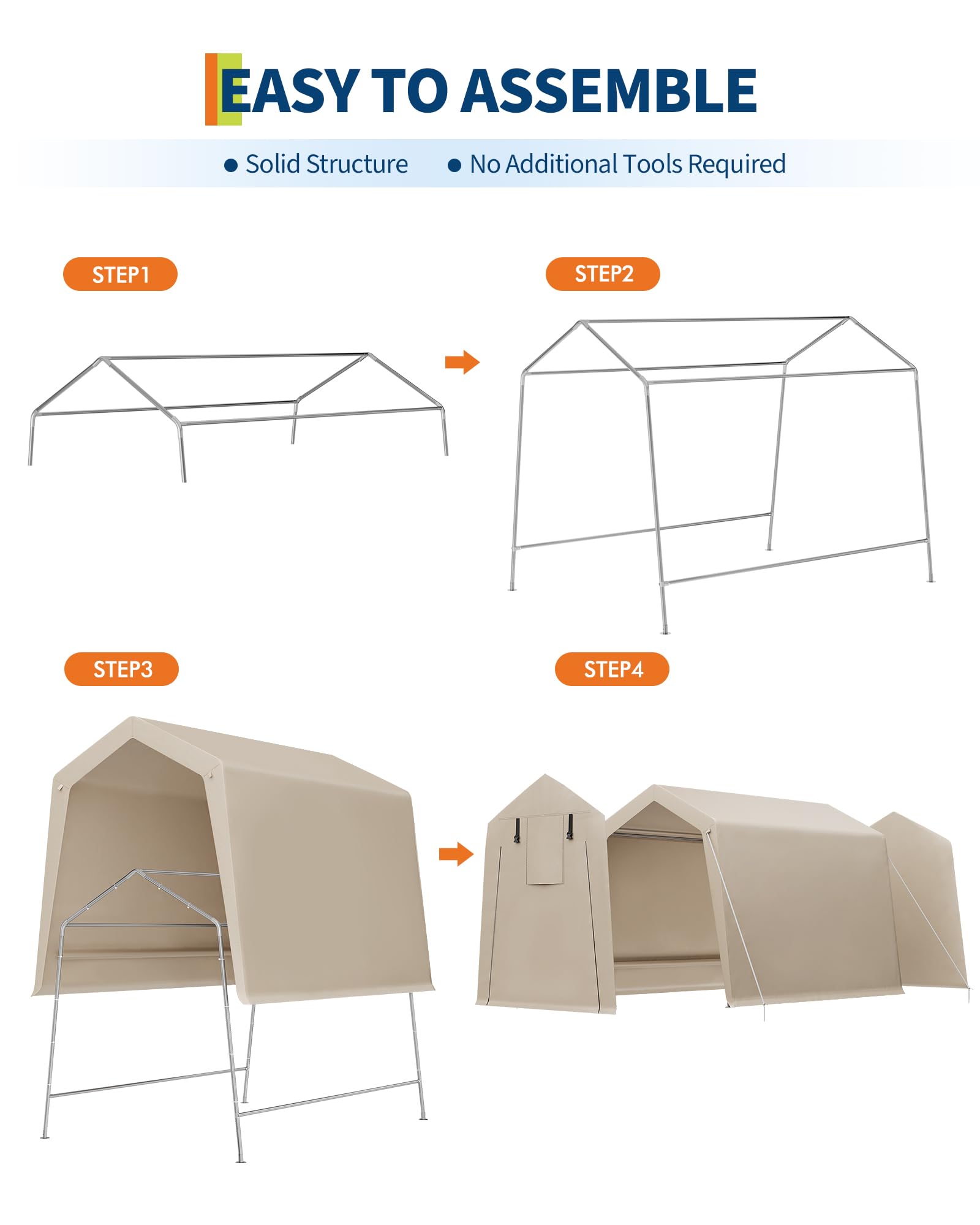 6x6 Ft Heavy-Duty Carport Tent