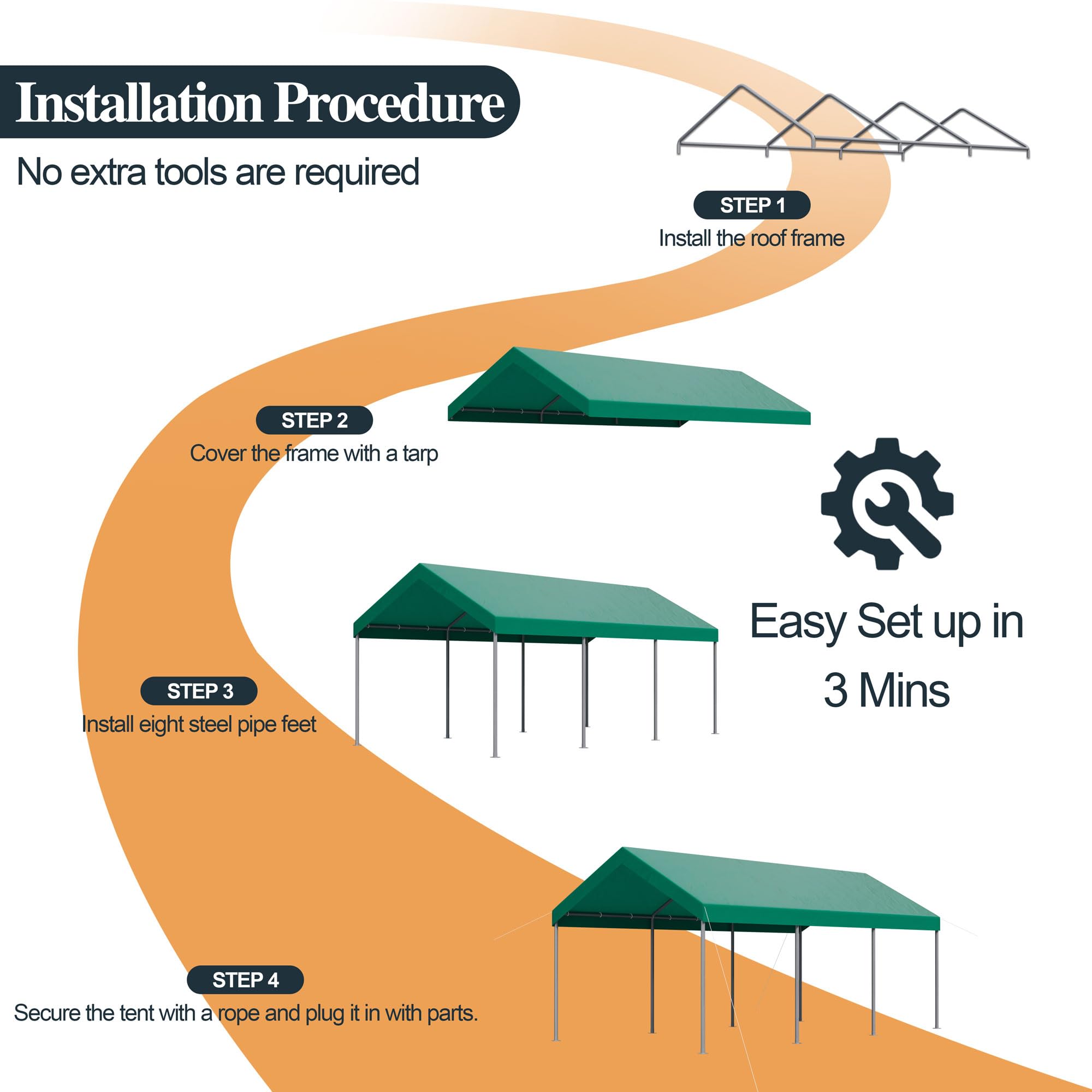 10x20 Ft Shintenchi Heavy-Duty Carport