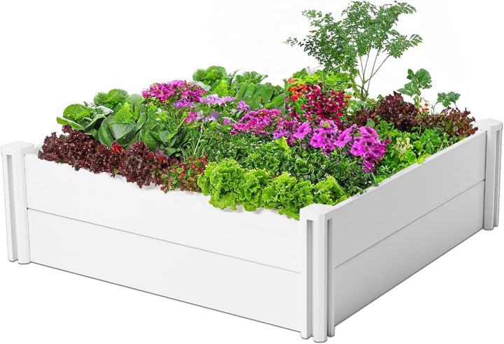 PASAMIC 4x4x1ft Vinyl Raised Garden Bed