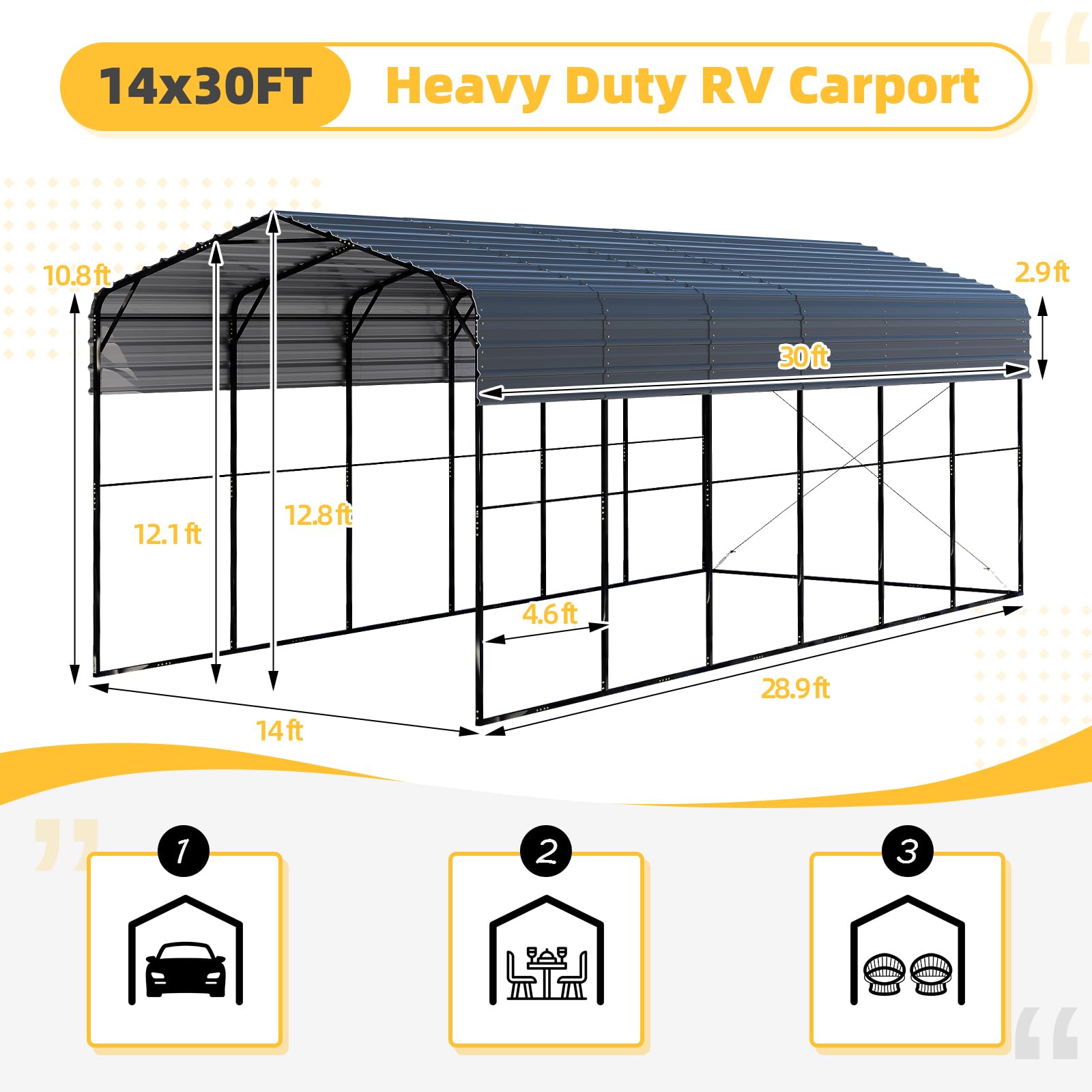 EROMMY 20x30 Ft Heavy-Duty Metal Carport