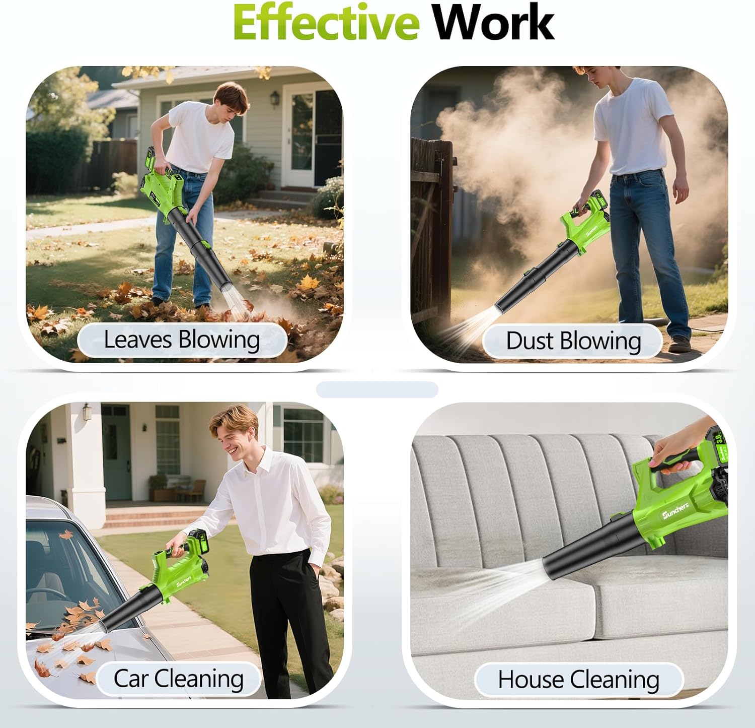 20V Cordless Leaf Blower, 2 Batteries Included