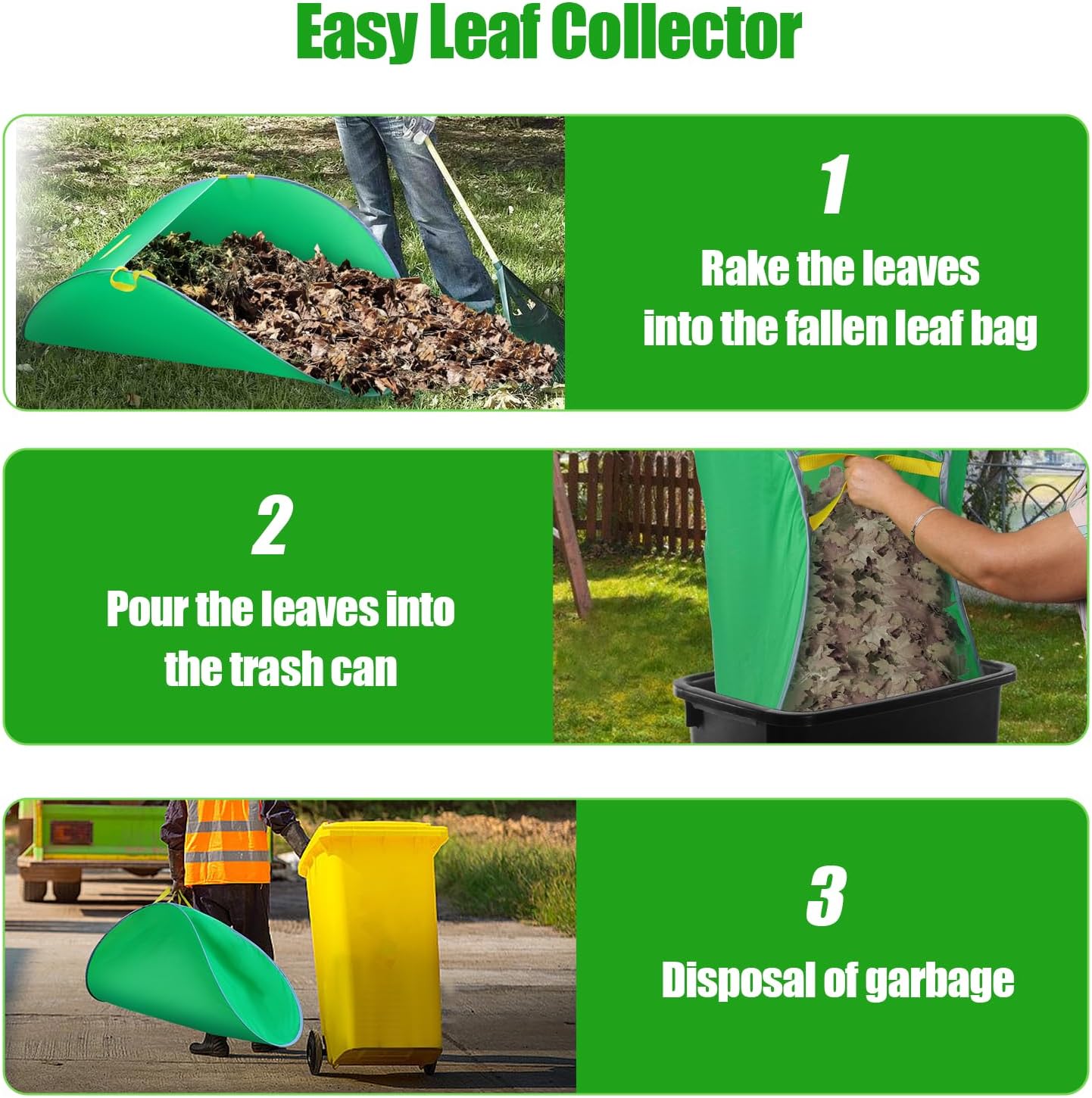 UQM Portable Leaf Collector – Foldable Reusable Yard Bag