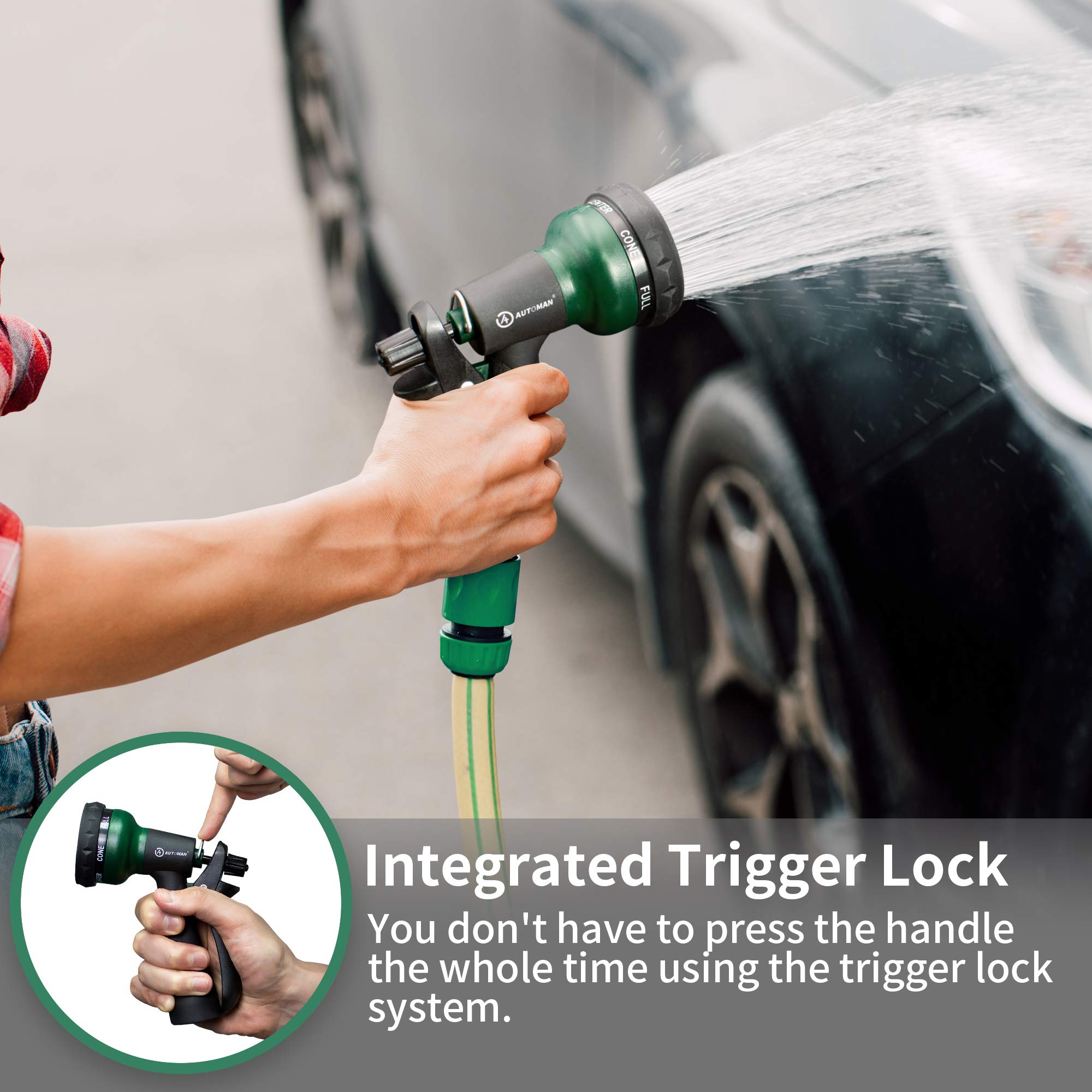 AUTOMAN Garden Hose Nozzle, 7-Pattern Spray