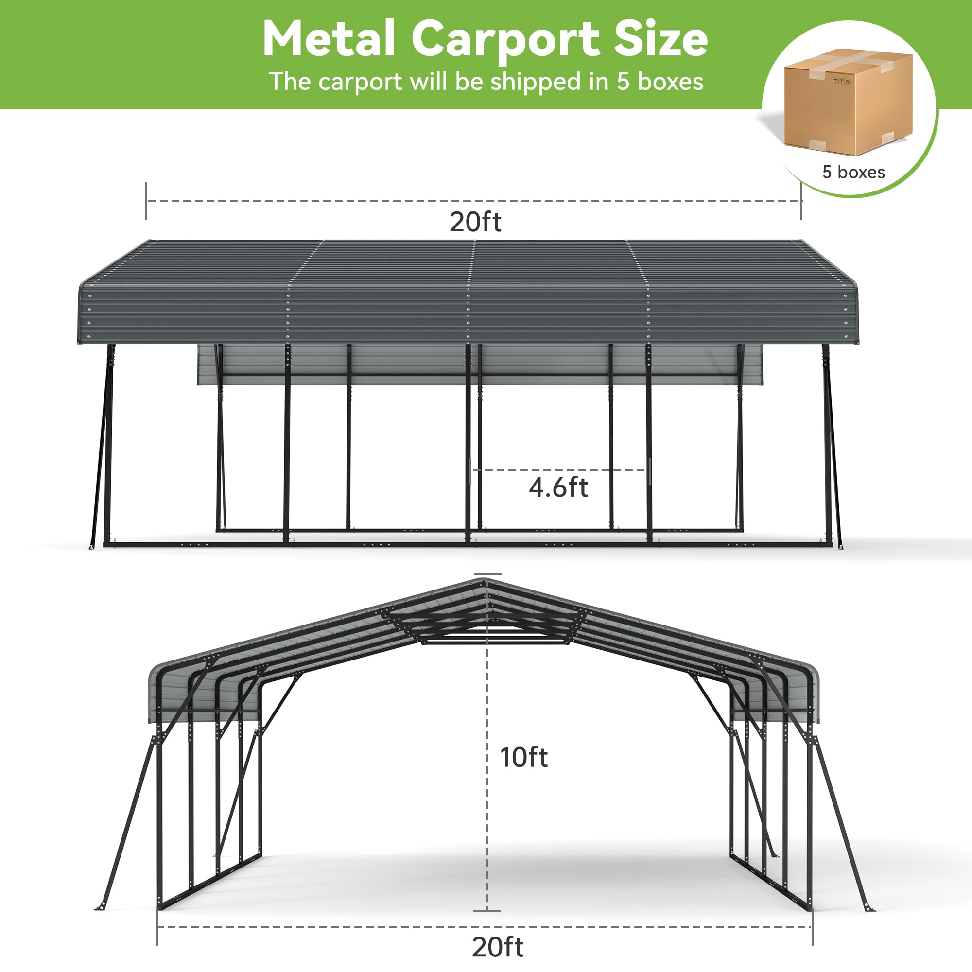 12x20 Ft Real Relax Heavy-Duty Carport