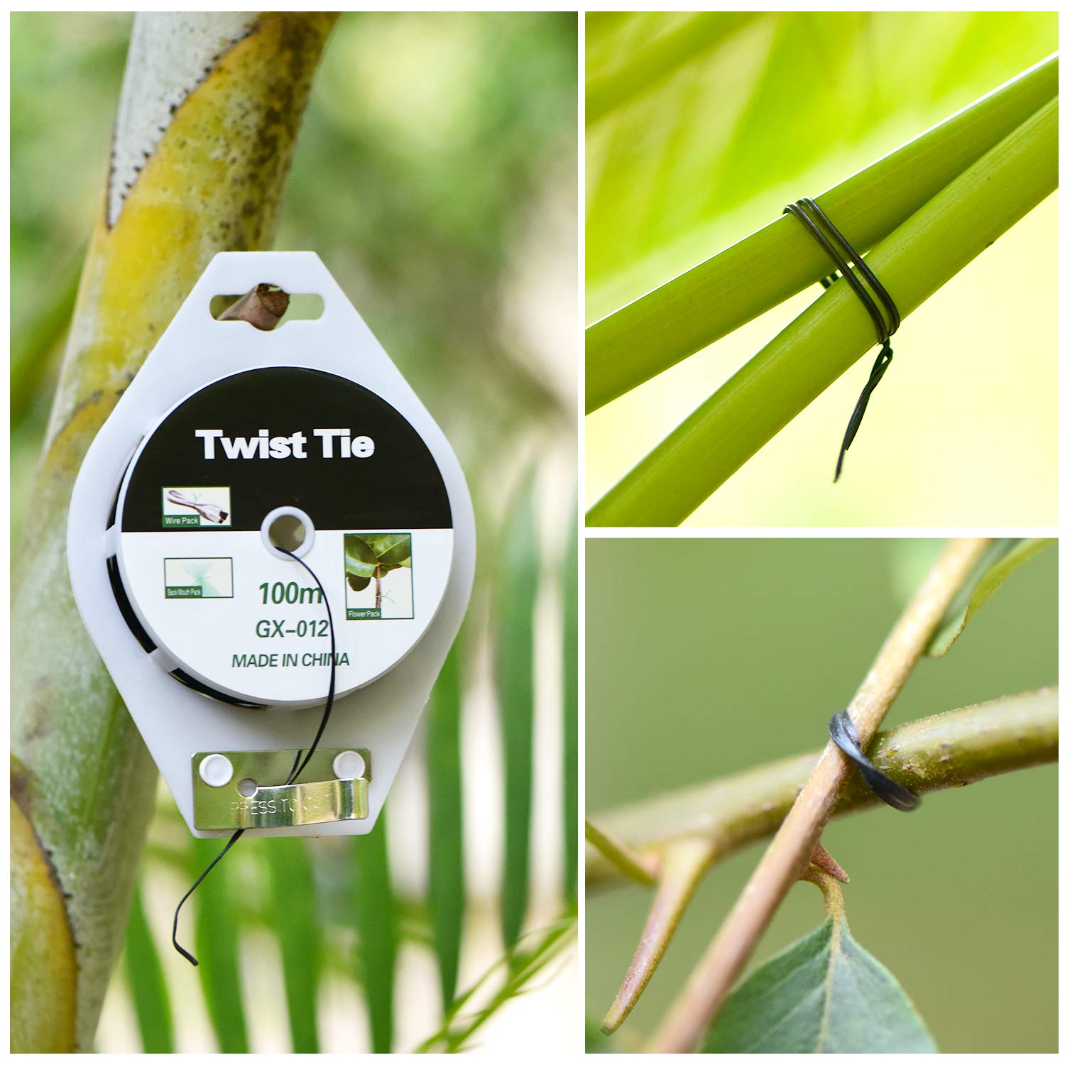 "2 Reels Green Twist Ties with Cutter (328ft)"