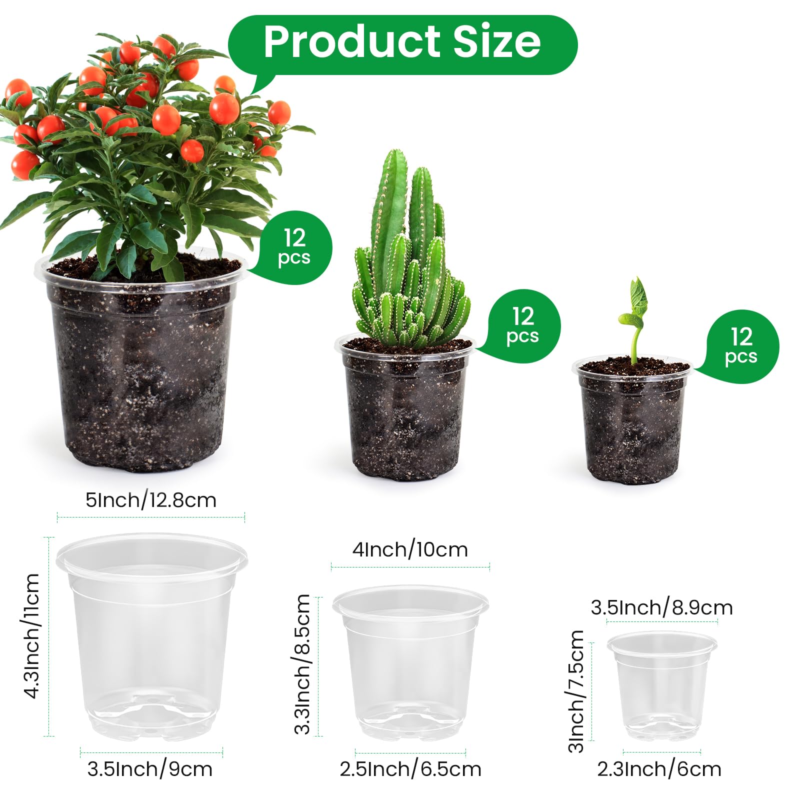 "30-Pack Clear Nursery Pots with Drainage"